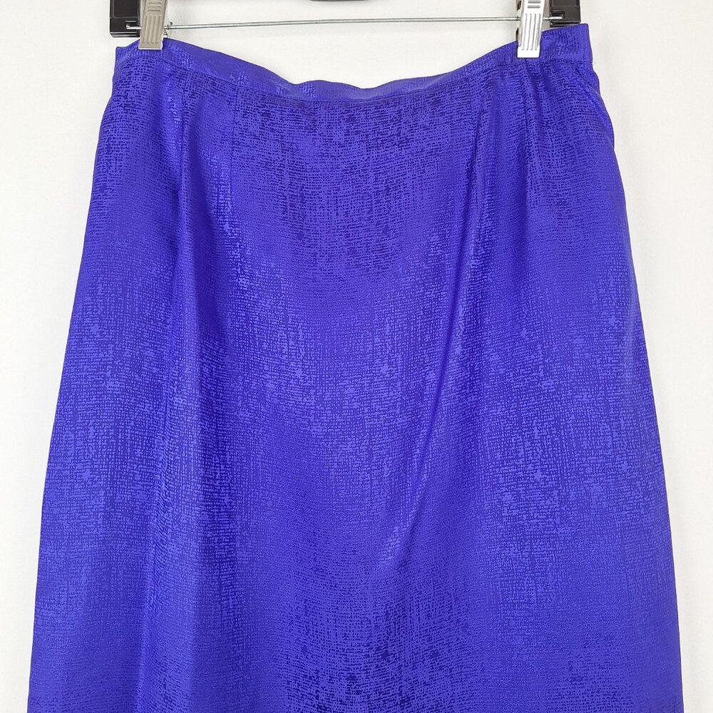 Silk Top & Skirt Suit Set, Size 14. Purple Embroidered Lined Adrianna Papell - Picture 8 of 16